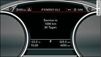 Instrument cluster display: Service interval display